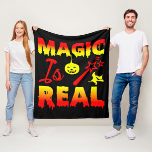 Magic Is Real Halloween Pumpkin Witch Spell Wand Fleece Blanket