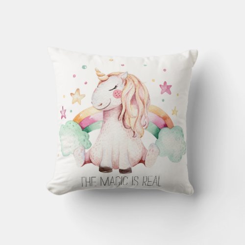 Magic is Real Unicorn Throw Pillow