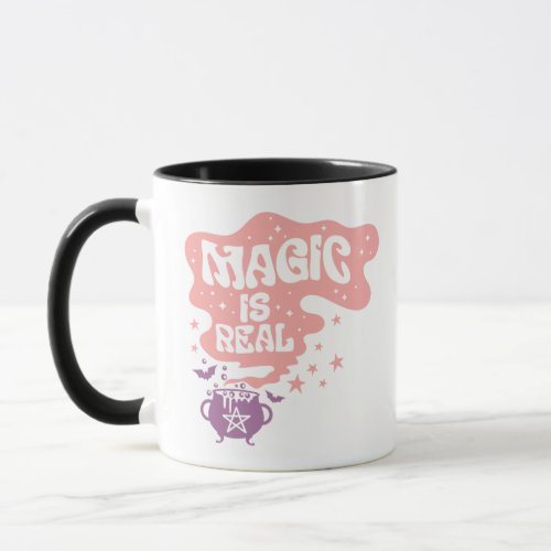 Magic is Real Witches Cauldron Bats Halloween Mug