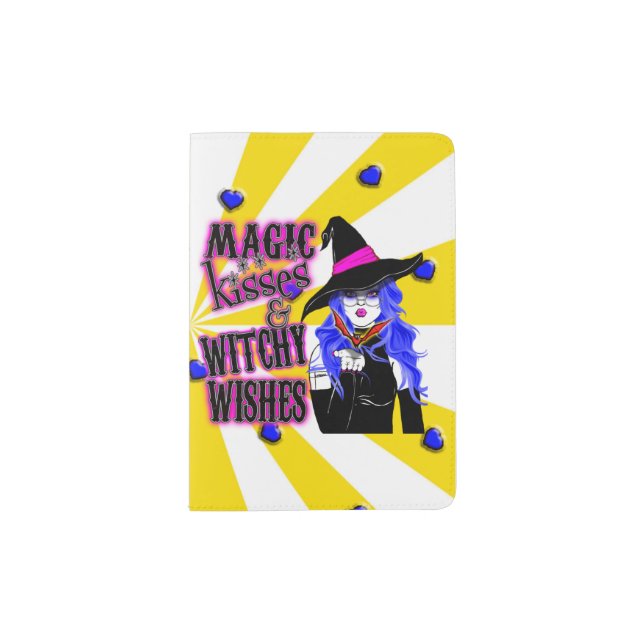 Magic Kisses and Witchy Wishes Passport Holder (Front)