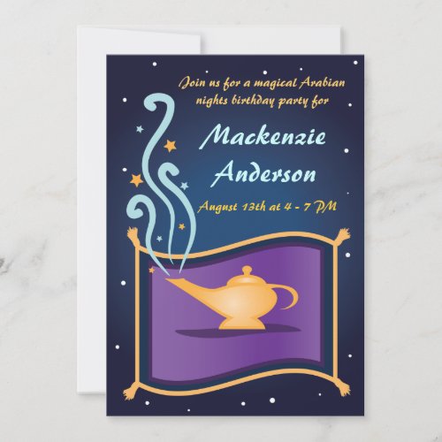 Magic Lamp &amp; Flying Carpet Birthday Invitation