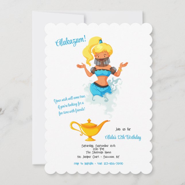Magic Lamp Genie Invitation (Front)