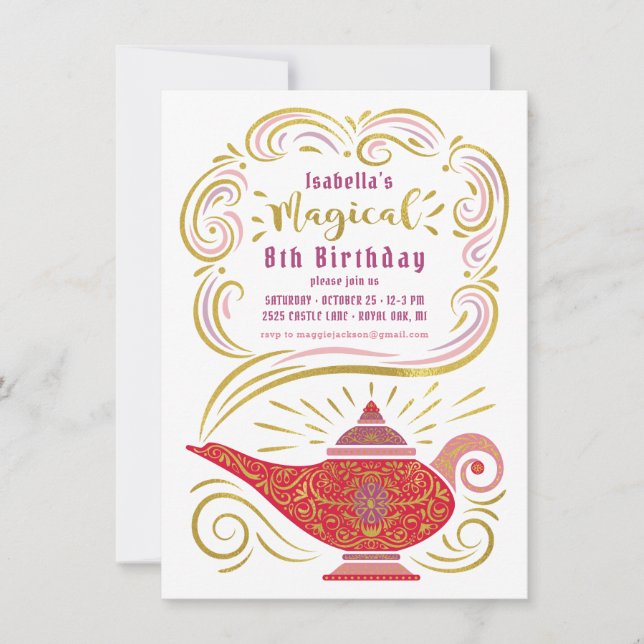 Magic Lamp Magical Birthday Invitation (Front)