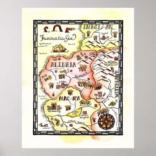 Magic Lands Fantasy Map Poster