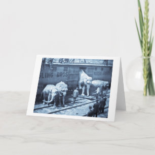 Magic Lantern Slide Ringling Bros Elephant Train Card