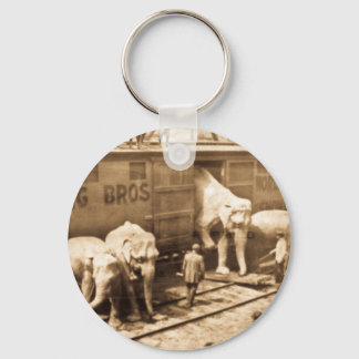Magic Lantern Slide Ringling Bros Elephant Train Keychain