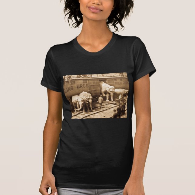 Magic Lantern Slide Ringling Bros Elephant Train T-Shirt (Front)