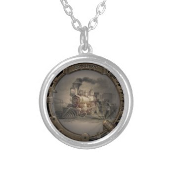 Magic Lantern - Steampunk Style Frame. Silver Plated Necklace by VintageStyleStudio at Zazzle