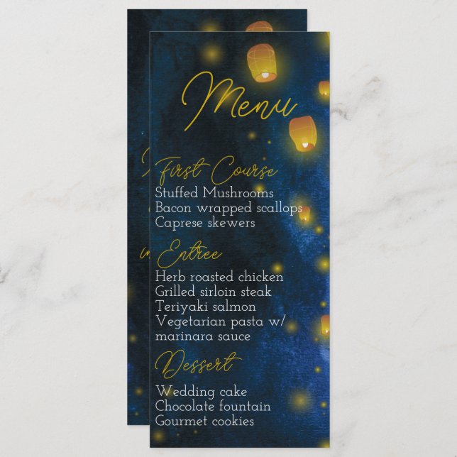 Magic Lantern Wedding Menu Invitation (Front/Back)