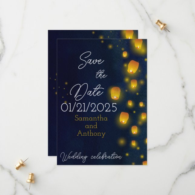 Magic Lanterns Wedding Save the Dates Save The Date (Front/Back In Situ)