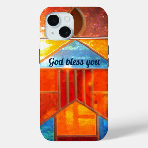 Magic light pouring from the windows of the Church iPhone 15 Case