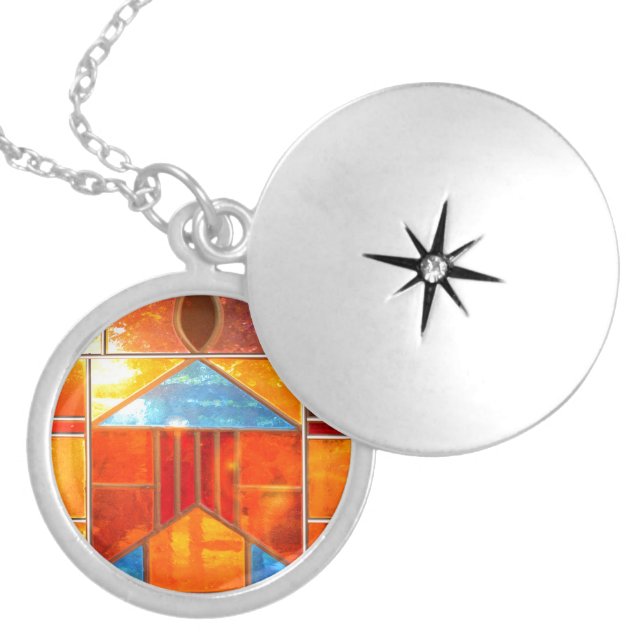 Magic light pouring from the windows of the Church Locket Necklace (Front)