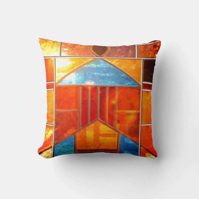 Magic light pouring from the windows of the Church Throw Pillow (Front)