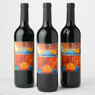 Magic light pouring from the windows of the Church Wine Label