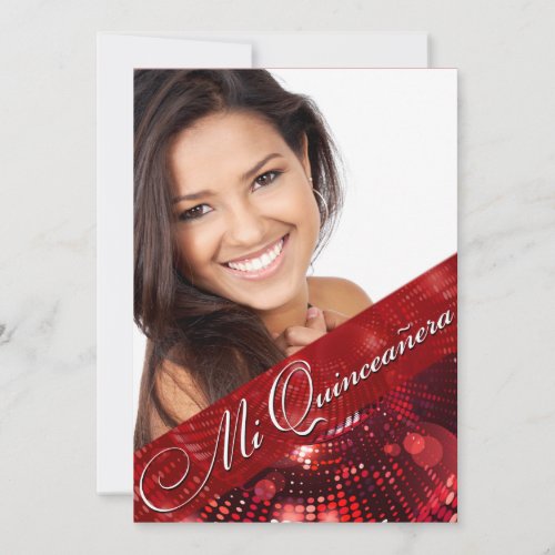 Magic Lights Photo Quinceanera _ red Invitation