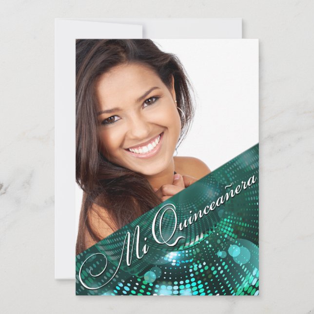 Magic Lights Photo Quinceanera - teal Invitation (Front)