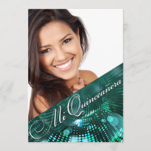 Magic Lights Photo Quinceanera - teal Invitation