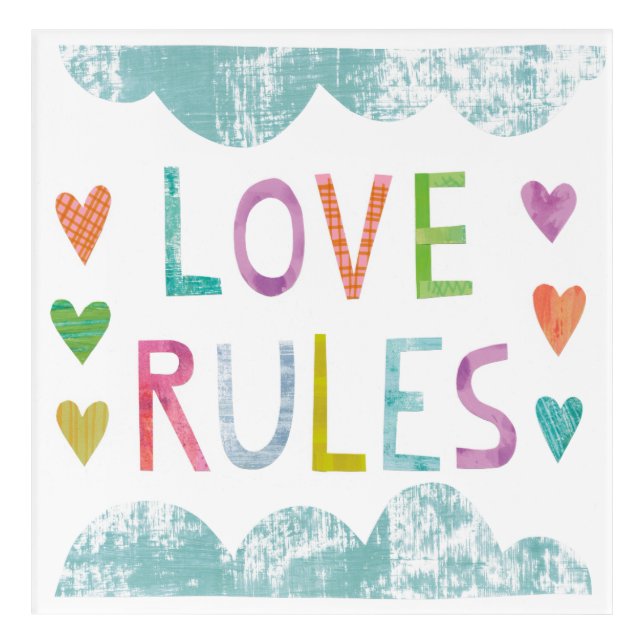 Magic Love Rules with Hearts Acrylic Print (Front)