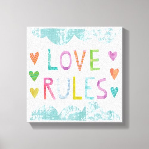 Magic Love Rules with Hearts Canvas Print