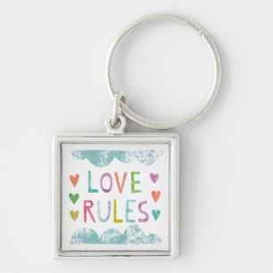 Magic Love Rules with Hearts Keychain