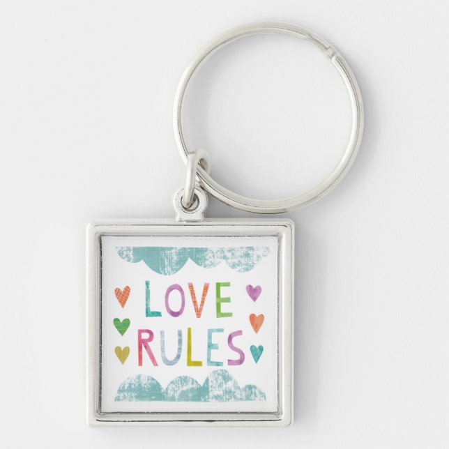 Magic Love Rules with Hearts Keychain (Front)