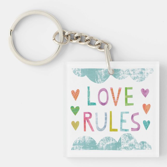 Magic Love Rules with Hearts Keychain (Front)