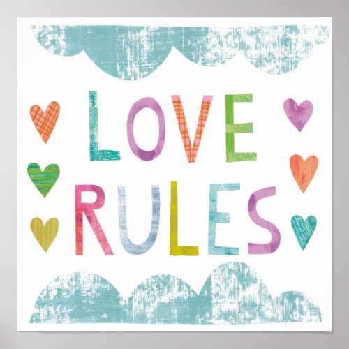 Magic Love Rules with Hearts Poster