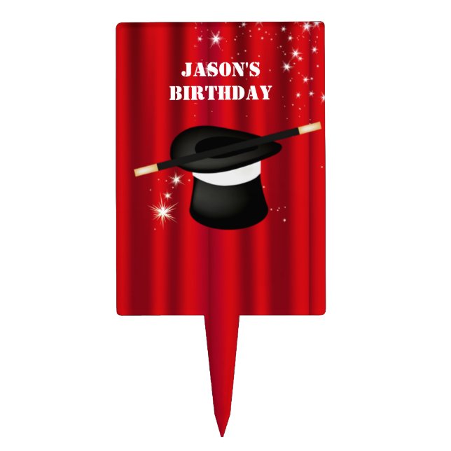Magic Magician Birthday Party Cake Pic Cake Topper (Front)