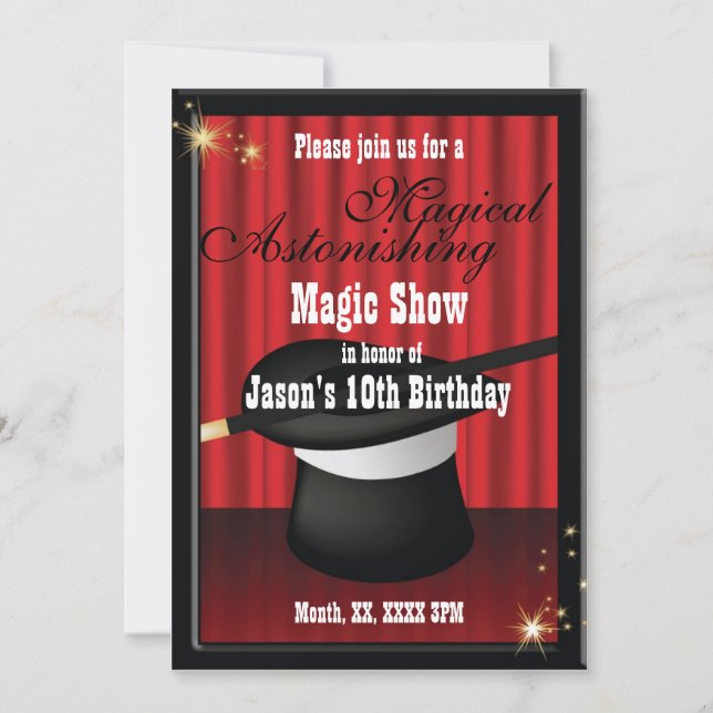 Magic Magician Birthday Party Custom Invitation (Front)