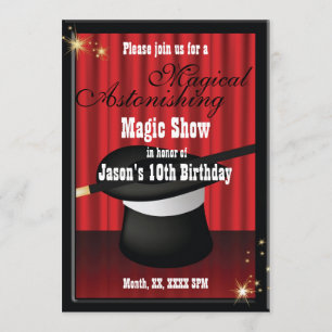Magic Magician Birthday Party Custom Invitation