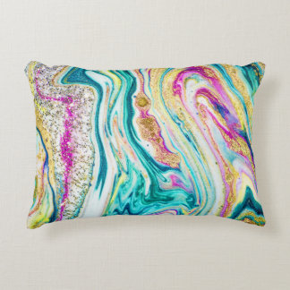 Magic Marbling: Metallic Paint Design. Accent Pillow