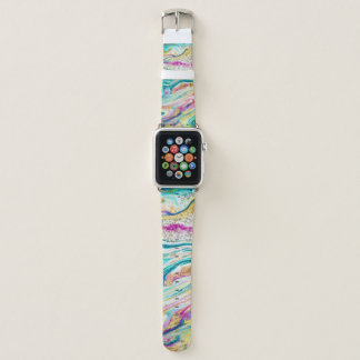 Magic Marbling: Metallic Paint Design. Apple Watch Band