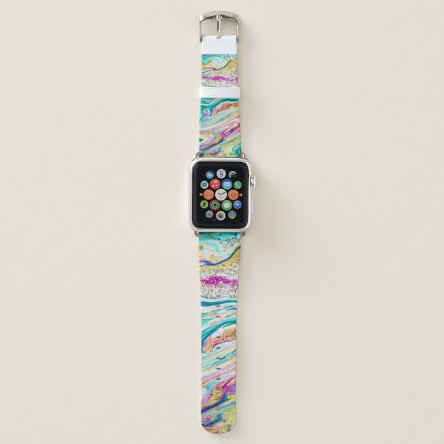 Magic Marbling: Metallic Paint Design. Apple Watch Band (Front)