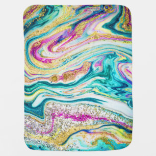 Magic Marbling: Metallic Paint Design. Baby Blanket