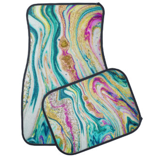 Magic Marbling: Metallic Paint Design. Car Floor Mat