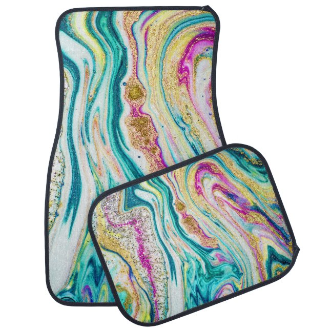 Magic Marbling: Metallic Paint Design. Car Floor Mat (Set)