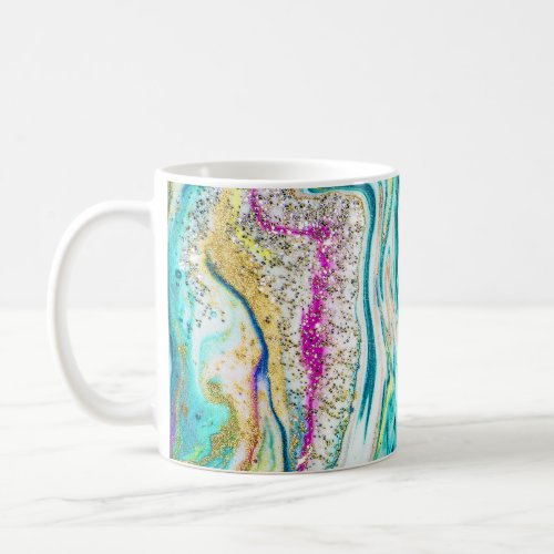 Magic Marbling Metallic Paint Design Coffee Mug