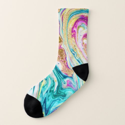 Magic Marbling Metallic Paint Design Socks