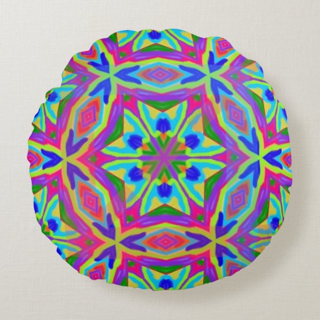Magic Markers Mandala Round Pillow (Front)