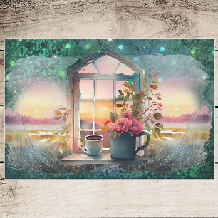 Magic Marsh Morning - Coffee n Flowers in Window Tissue Paper