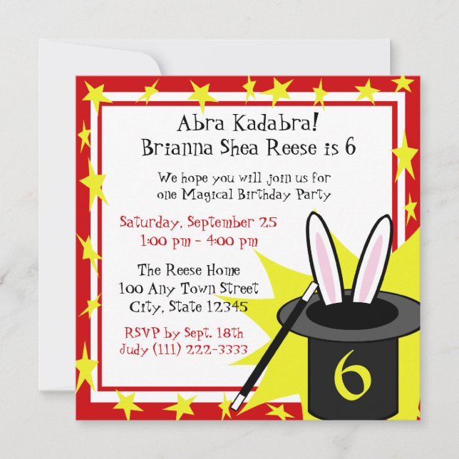 Magic Me Birthday Invitation (Front)