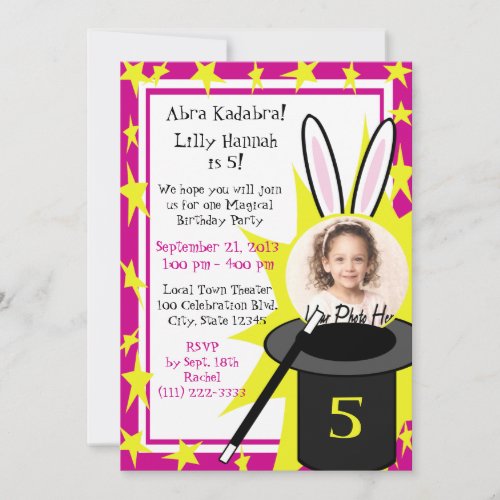 Magic Me Birthday Pink Invitation