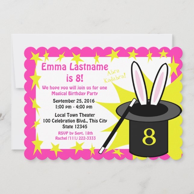 Magic Me Birthday Pink Invitation (Front)