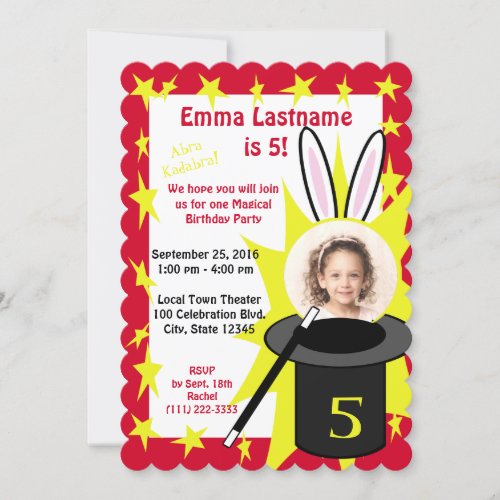 Magic Me Birthday Red Invitation