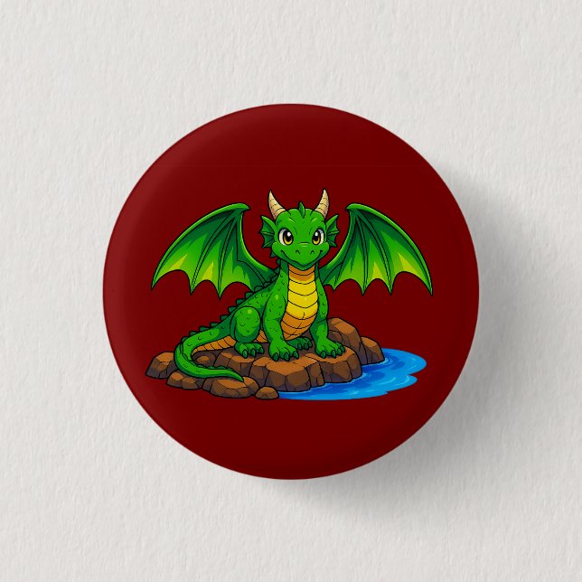 Magic medieval dragon button (Front)