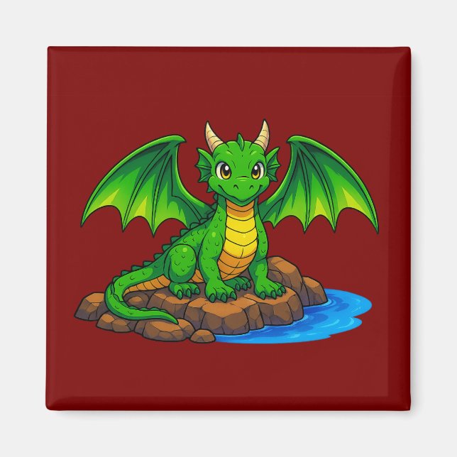 Magic medieval dragon magnet (Front)
