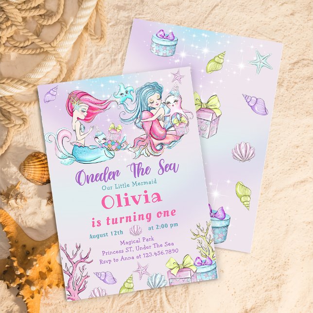 Magic Mermaid 1st Birthday Party ONEder The Sea Invitation (Creator Uploaded)
