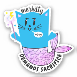 Magic mermaid kitty cat evil god personalized sticker