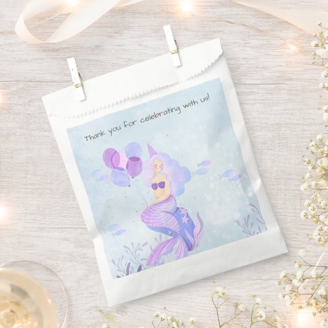 Magic Mermaid Theme Birthday Party  Favor Bag (Clipped)