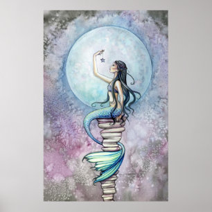 Magic Mermaid Watercolor Poster by Molly Harrison